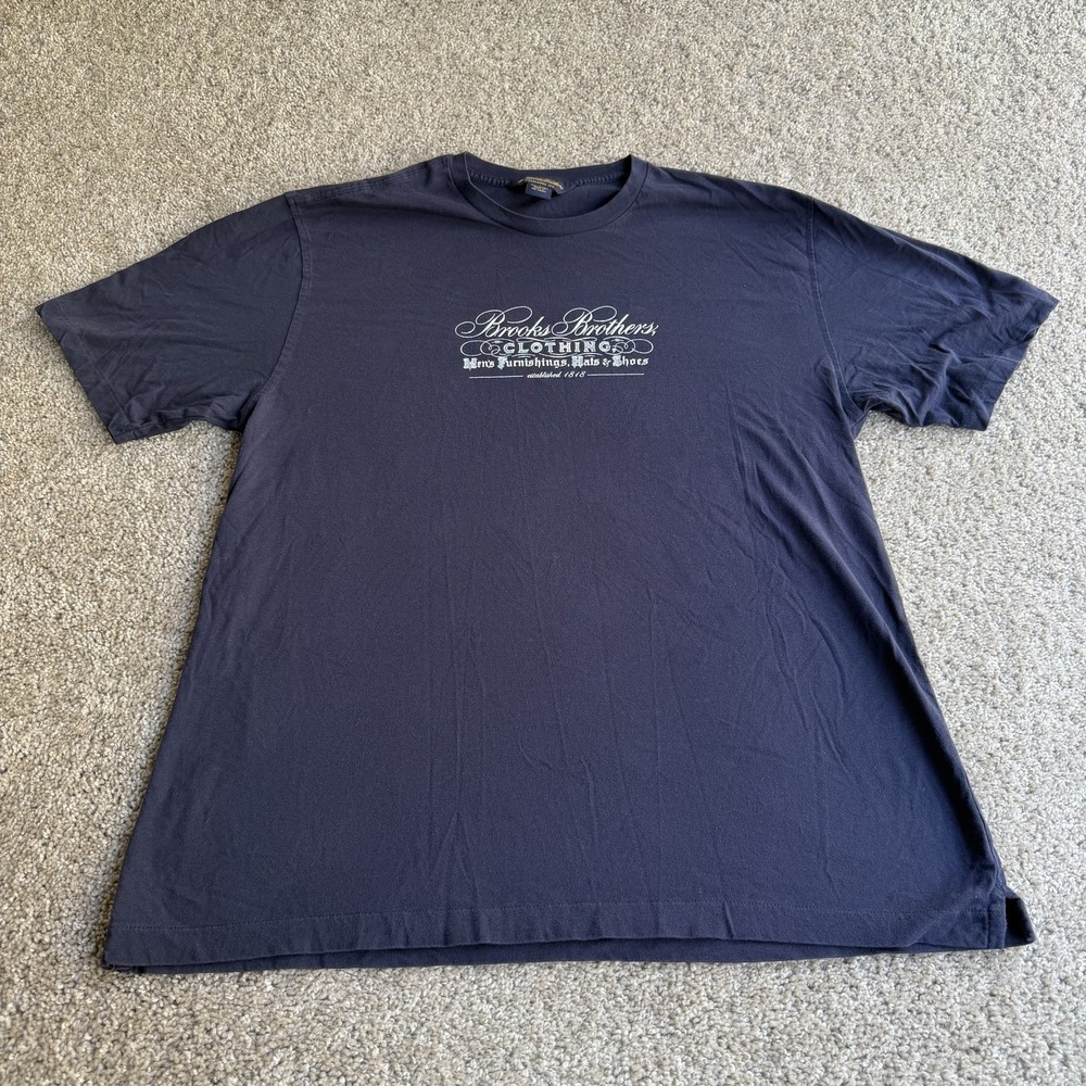 Brooks Brothers Shirt Mens Large Navy Clothing Logo Graphic Tee T-Shirt Est 1818